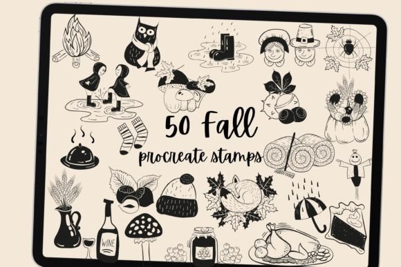 50 Fall Procreate Stamps: Elevate Your Autumn Digital Art with Cozy, Seasonal Elements