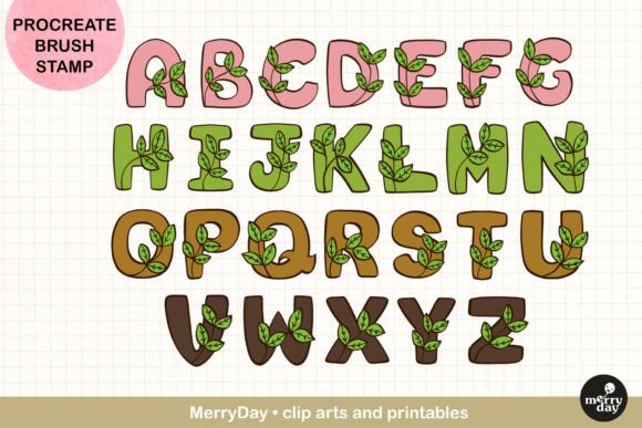 Bringing Nature and Typography Together with ABC Procreate Brush Stamp Leaves Design