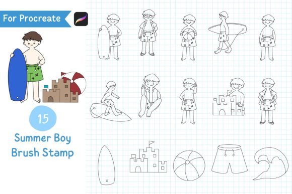 Procreate Brush Stamp Summer Boy Guide