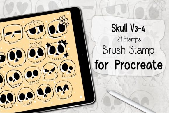 Streamline Your Digital Art Workflow with the Skull V3-4 Procreate Brush Stamp